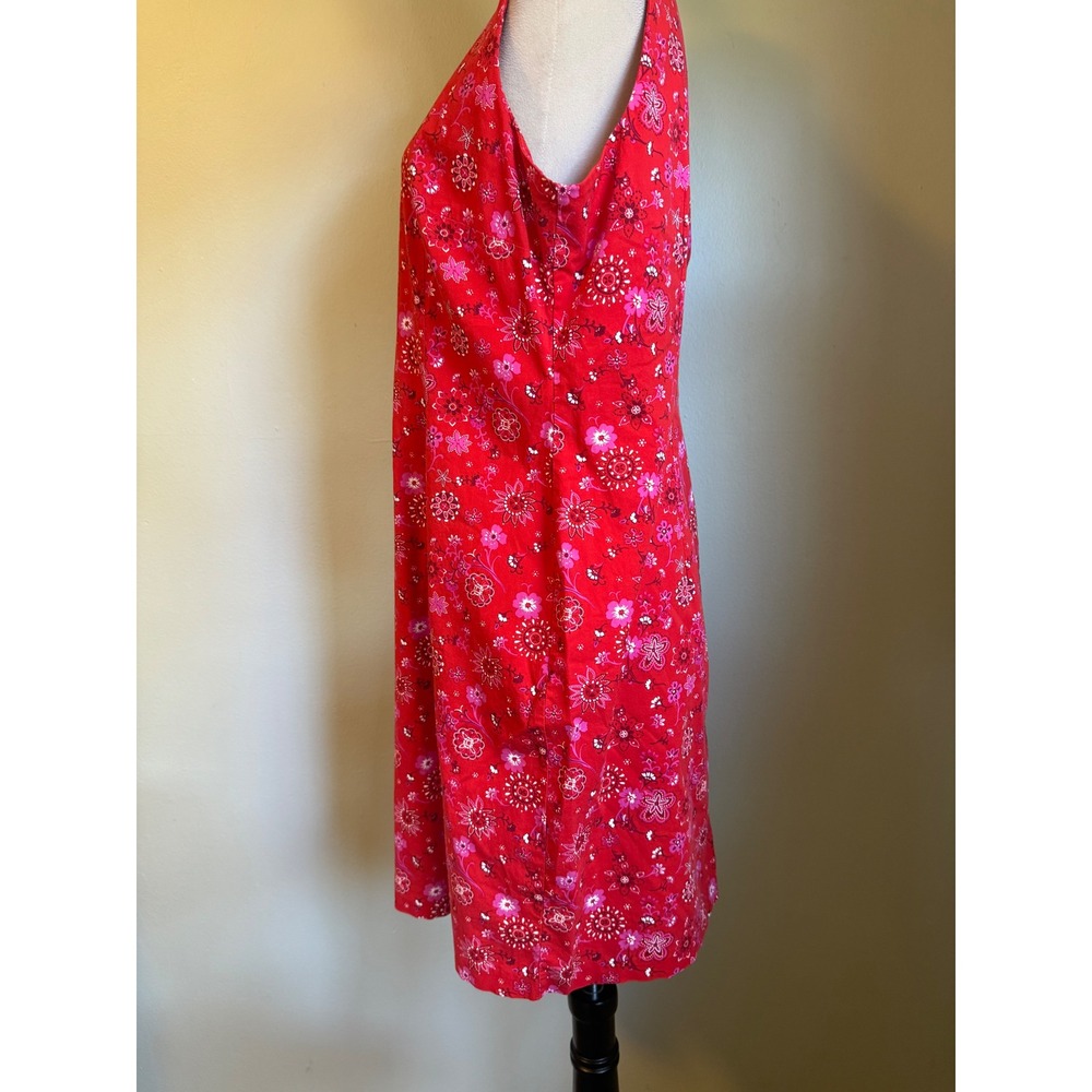 CDC Vintage Red Floral whimsi dainty boho Sleeveless y2k Dress14 cottage Pink - Picture 3 of 5